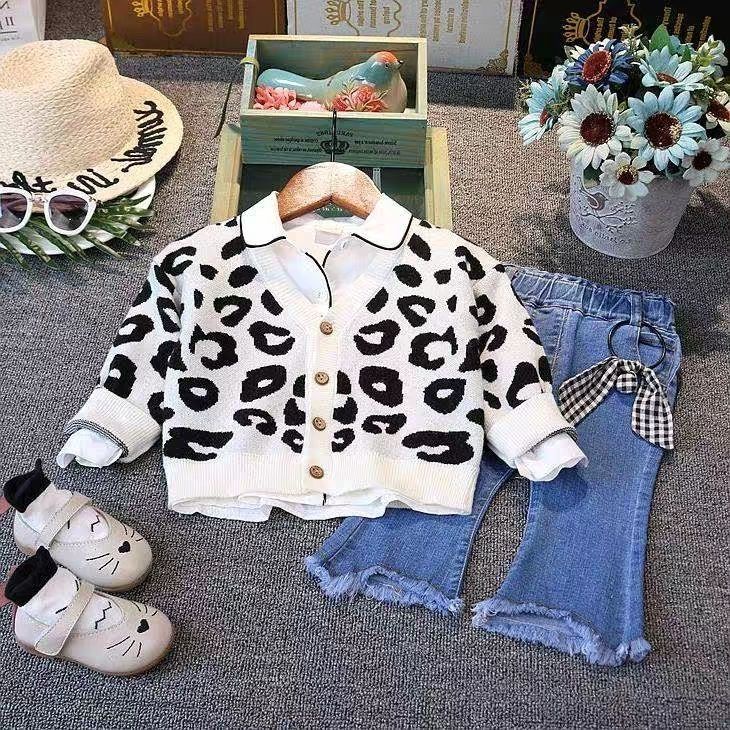 Áo Khoác Cardigan Dệt Kim In Họa Tiết Da Báo Thời Trang Mùa Thu Cho Bé Trai Và Gái
