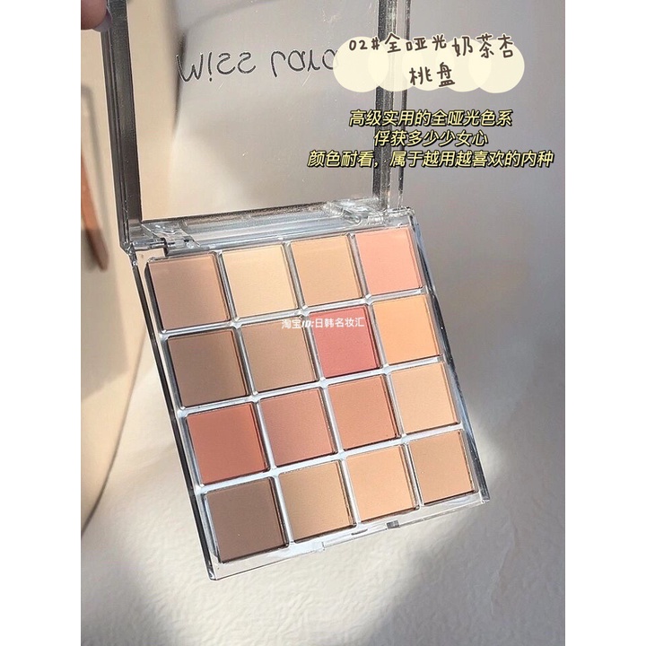 (02# Bảng Phấn Mắt Miss Lara 16 Màu Trà Sữa Đào Nóng Bỏng Tông Đất Lấp Lánh