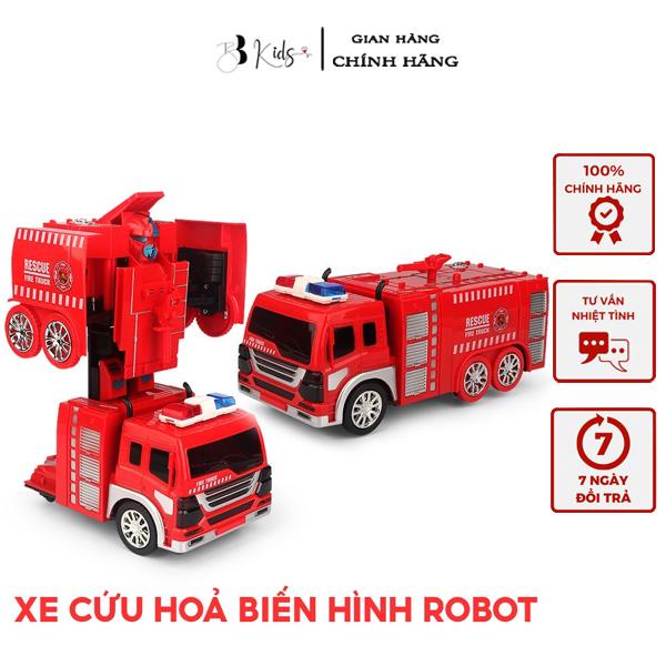Đồ Chơi Xe Cứu Hỏa Biến Hình Robot Phát Sáng Phát Nhạc Vui Nhộn, Còi Hú Khẩn Cấp