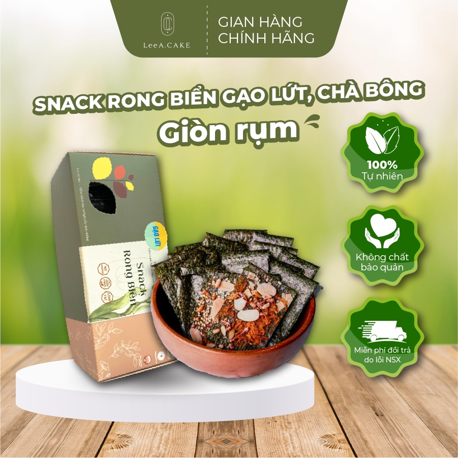 Snack Rong biển nhiều vị giòn rụm ăn siêu cuốn - ngũ cốc, gạo lứt, gà cay chà bông giòn thơm, giàu dinh dưỡng LeeA.Cake