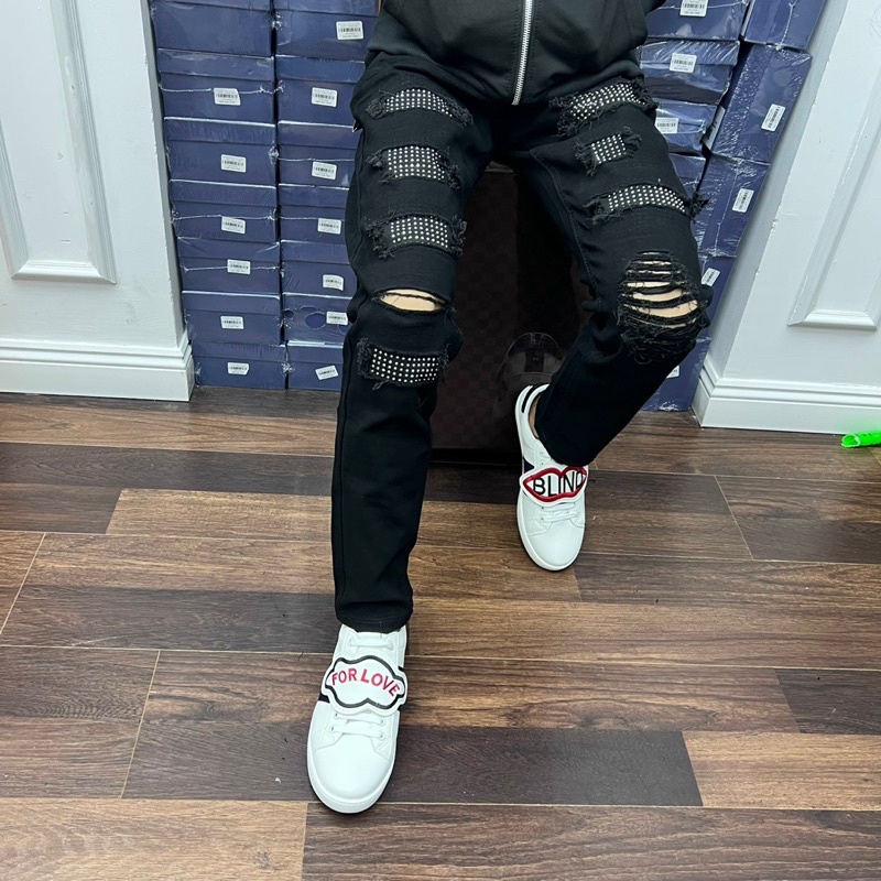 Quần Biker Đính Đá Phong Cách Thời Trang