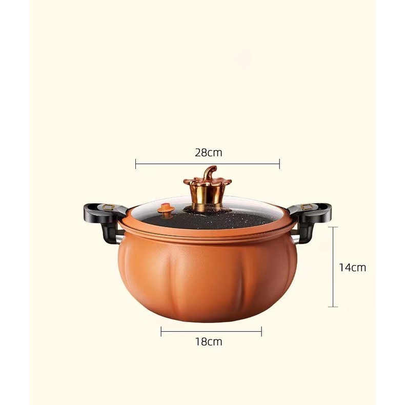 Nồi Áp Suất Chống Dính Bí Ngô 6L Thông Minh, Nồi Hầm 4in1 Đa Năng, Hầm Gà, Cháo- Nồi Chiên, Xào Nấu