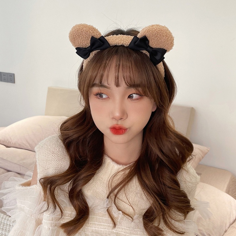 Flgo Băng Đô Cài Tóc Lông Xù Chống Trượt Hình Động Vật Hoạt Hình Đáng Yêu