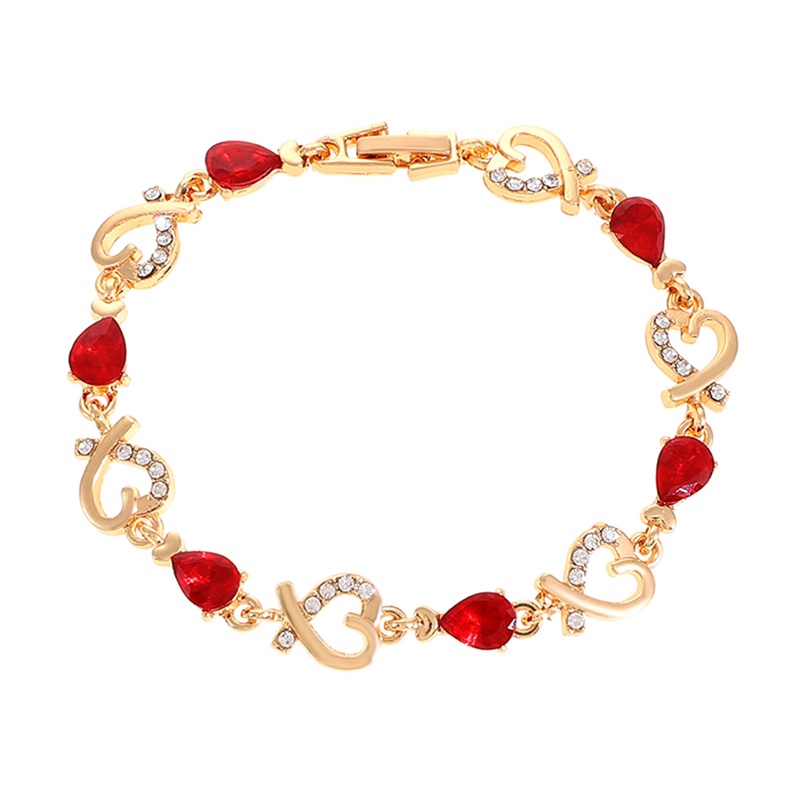 Vòng Tay Mắt Xích Nối Đính Đá Zircon Hình Trái Tim Có Thể Điều Chỉnh Cho Nữ