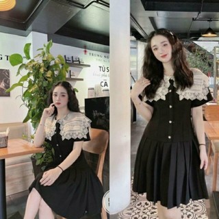 Váy bầu công sở - đầm bầu tiểu thư thiết kế dáng xuông đuôi cá cổ xen