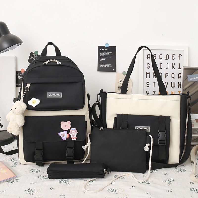 Set 4 món yadou 🎨gồm ba lô + túi đeo chéo + ví in họa tiết thời trang sức chứa lớn cho nữ