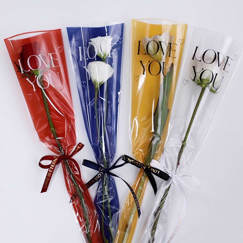 SET 20 Túi Đựng Hoa 1 Bông Trái Tim Nhiều Màu KT 45cm - 13cm