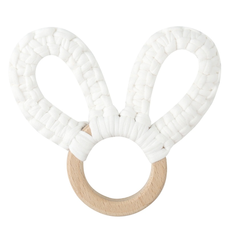 Đồ Chơi Chuông Lắc Cầm Tay Hình Thỏ Đan Len Dễ Thương Cho Bé Sơ Sinh Mọc Răng