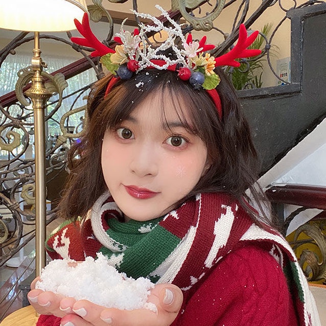 Băng Đô Cài Tóc Hình Sừng Tuần Lộc Giáng Sinh Dễ Thương Cho Nữ