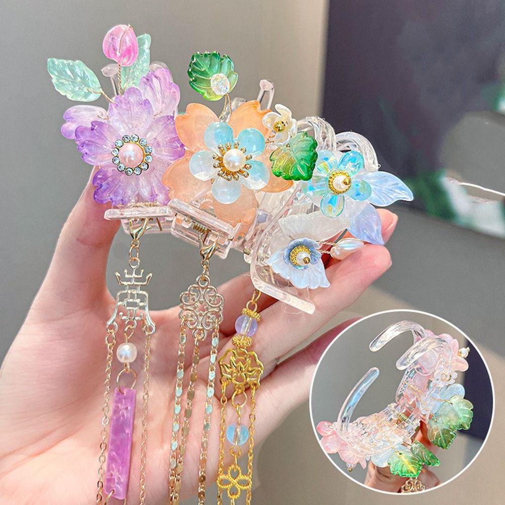 Trâm Cài Tóc Đính Hoa Tua Rua Phong Cách Trung Hoa Ngọt Ngào Cho Bé Gái