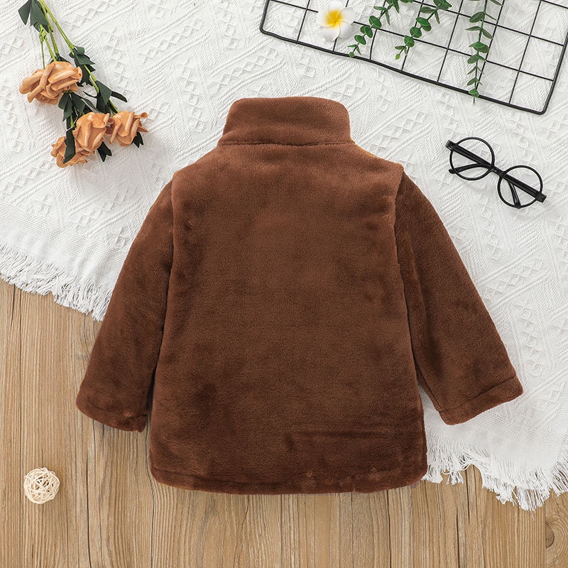 Áo Hoodie Nỉ Màu Trơn Tay Dài Giữ Ấm Mùa Đông Áo Khoác Dành Cho Bé Trai Và Gái Trai  1-6 Tuổi