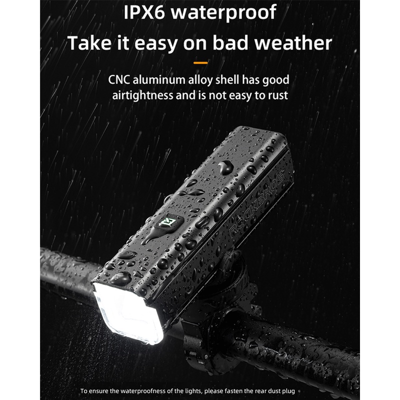 [Fulfilled by Shopee] Rockbros Đèn Pha LED 1000Lm IPX6 4500mAH Vỏ Nhôm Chống Thấm Nước Có Thể Sạc Lại Cho Xe Đạp