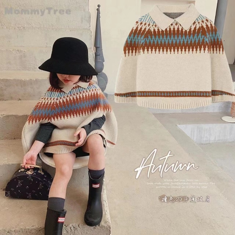 Áo Choàng Sweater Màu Sắc Tương Phản Phong Cách Hàn Quốc Thời Trang Mùa Thu Cho Bé Gái 11 Tuổi