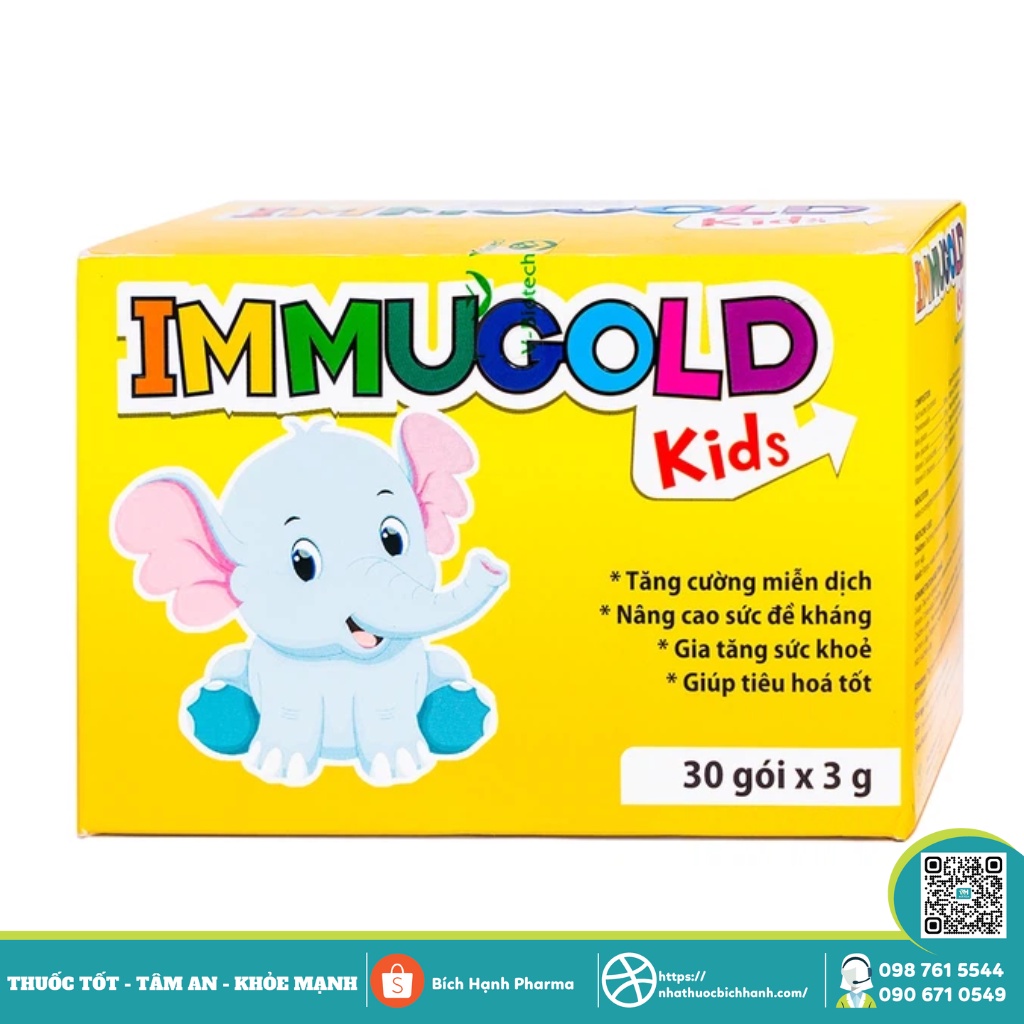 Gói pha tăng cường miễn dịch cơ thể Immugold Kids V Biotech hộp 30 gói