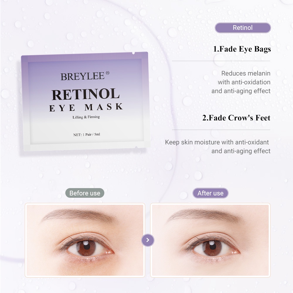 1 cặp mặt nạ mắt Breylee chứa Retinol để dưỡng ẩm làm mờ nếp nhăn 5g