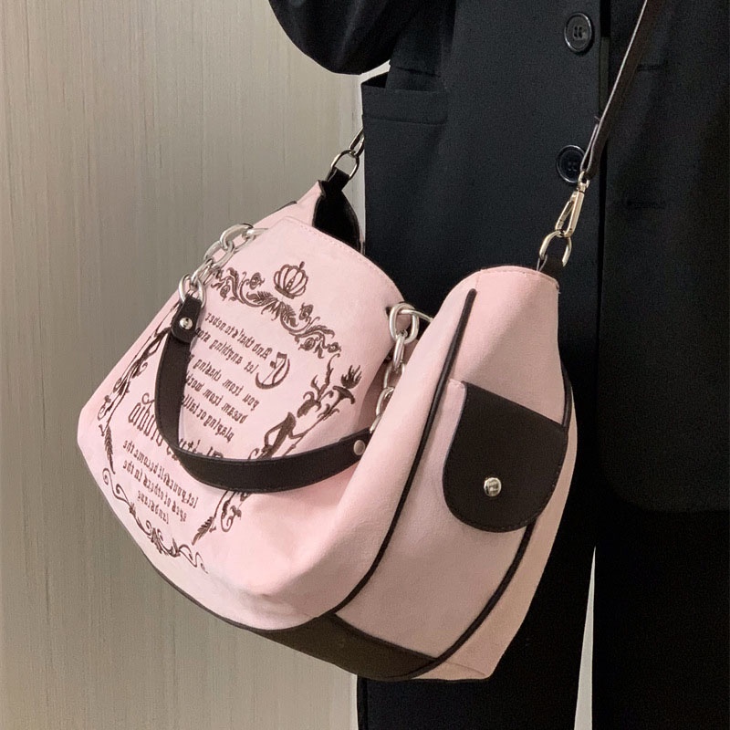 Túi Đeo Vai Cỡ Lớn Mềm Mại Phối Dây Đeo Sợi Xích Phong Cách Cổ Điển Thời Trang Cho