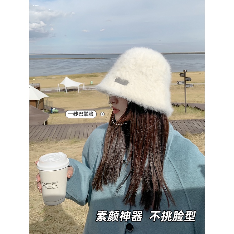 Mũ Bucket Lông Thỏ Giữ Ấm Mùa Đông Phong Cách Hàn Quốc Chất Lượng Cao Cho Nữ