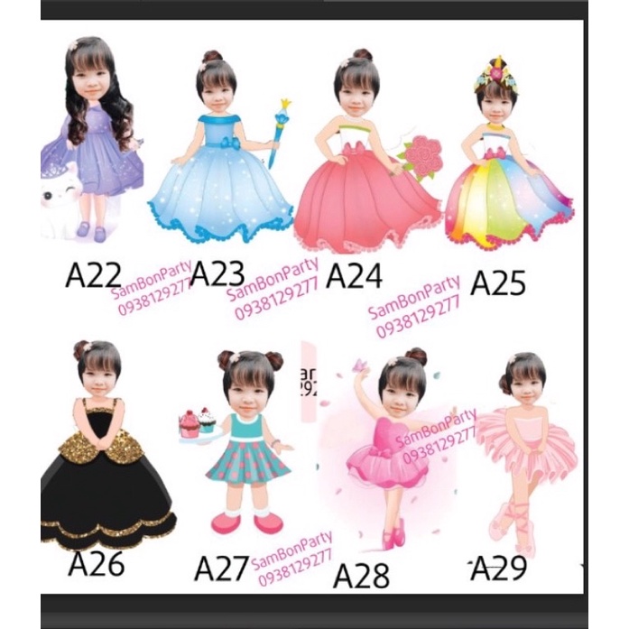 chibi trang trí sinh nhật bé trai, gái