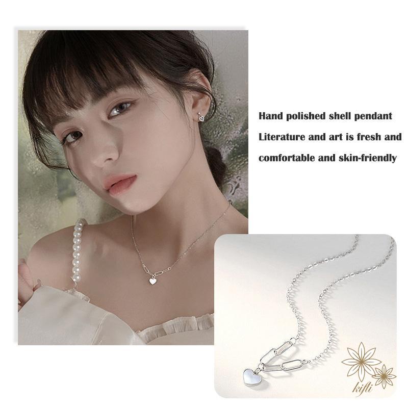 Vòng cổ Mạ Bạc 925 Mặt Hình Trái Tim Đính Đá Pha Lê Thời Trang Cho Nữ