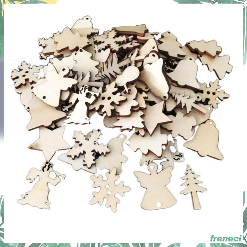 Set 50 Miếng Gỗ Hình Cây Thông Trang Trí Giáng Sinh