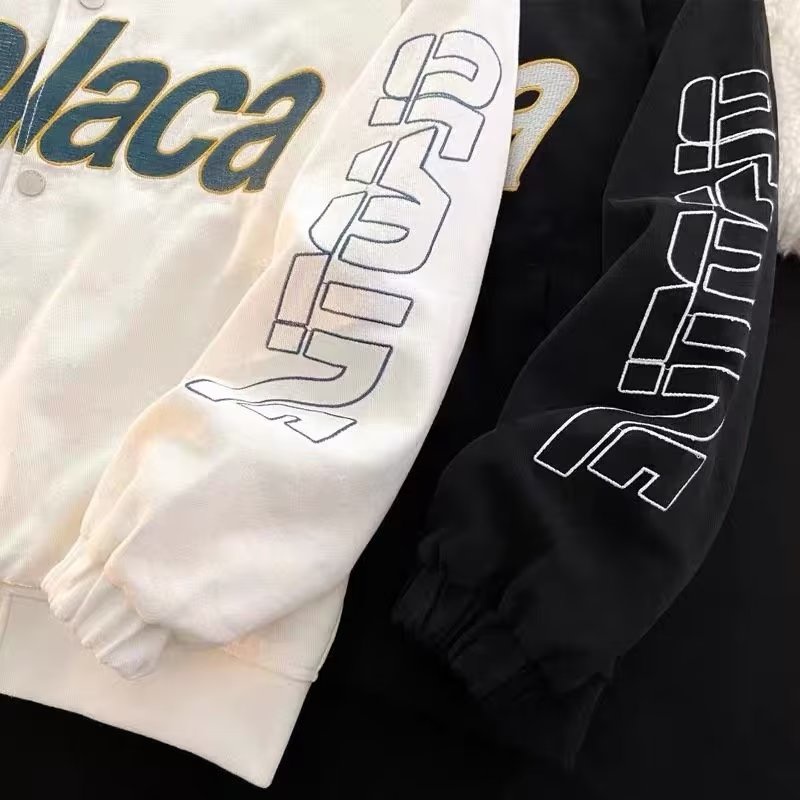 Áo Khoác Polo Dáng Rộng Hai Lớp Thêu Chữ Phong Cách Đường Phố Mỹ Thời Trang Thu Đông Mới 2022