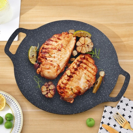 Chảo Nướng Vân Đá Siêu Chống Dính Kiểu Hàn Quốc Size 34cm, Chảo Chiên, Xào, Rán, Nướng BBQ - Tuấn Tú Office Store