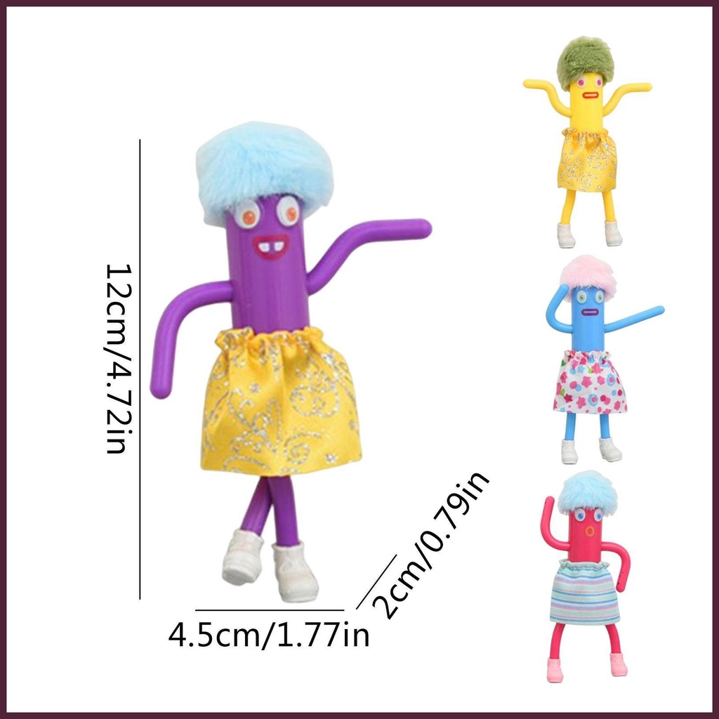 Bộ 4 Mô Hình Nhân Vật Hoạt Hình Nhảy Múa Xúc Xích Bằng PVC Mềm Mại