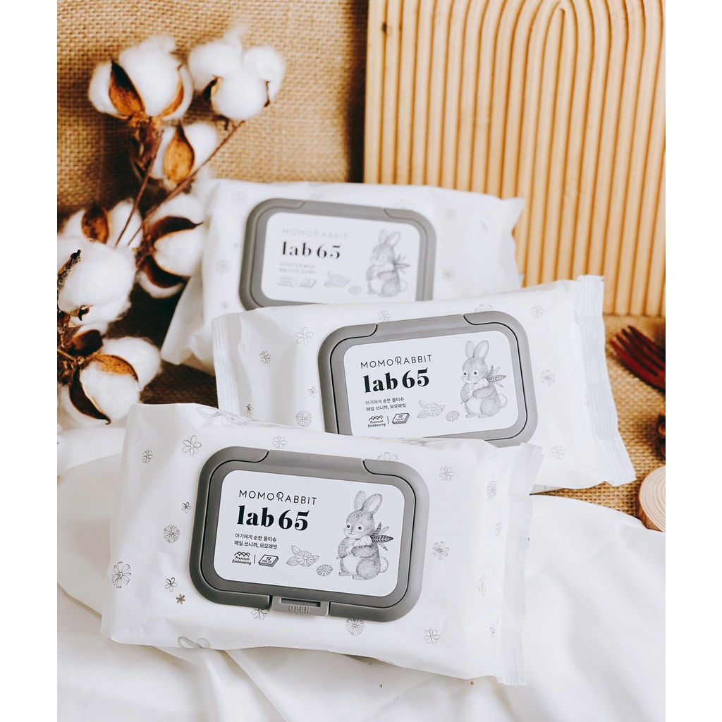 Khăn Ướt Momo Rabbit Sợi Thiên Nhiên Cao Cấp Hàn Quốc Lab65 loại 72 tờ