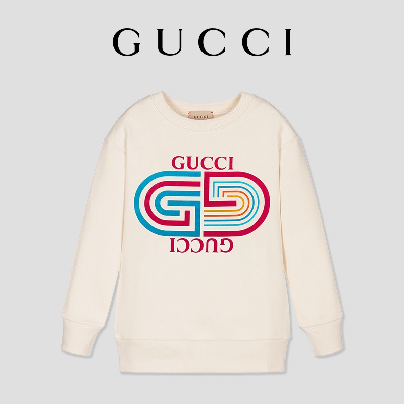Áo Sweater GUCCI Tay Dài Cổ Tròn Vải Cotton In Chữ Dễ Thương