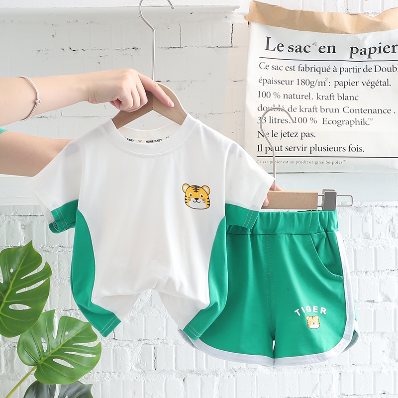 Set Đồ Thể Thao 2 Món Bằng Vải Cotton In Họa Tiết Lá Thời Trang Cho Bé Trai Sơ Sinh
