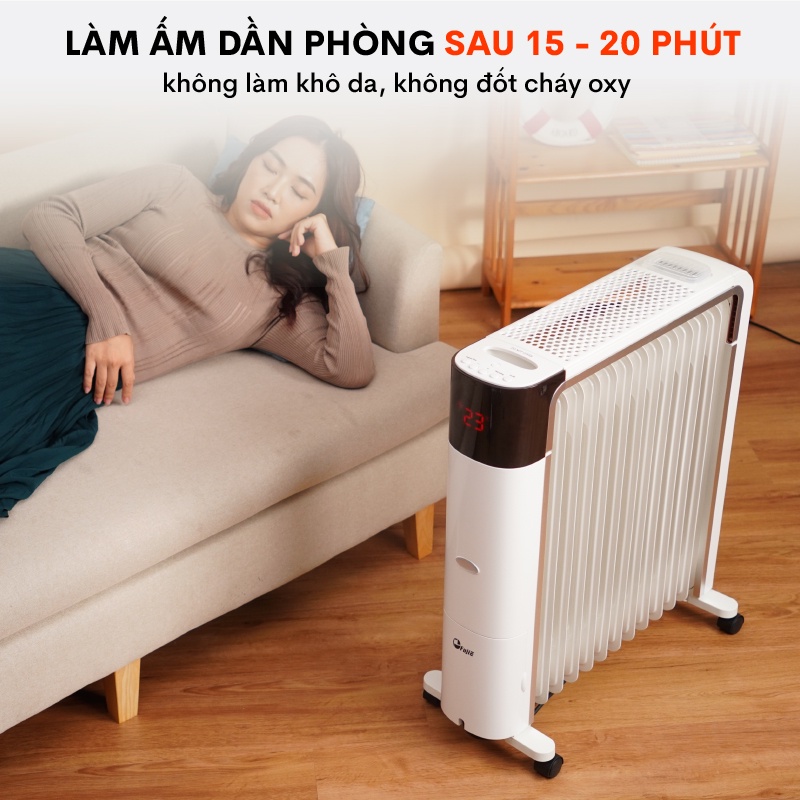 Máy sưởi dầu 11 thanh FujiE OFR7813, làm ấm nhanh, phát nhiệt rộng, không đốt oxi, không khô da