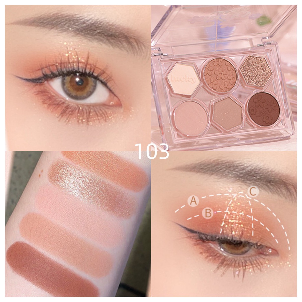 Bảng Phấn Mắt Gogotales 6 Màu Lì Lấp Lánh Trang Điểm Đa Năng