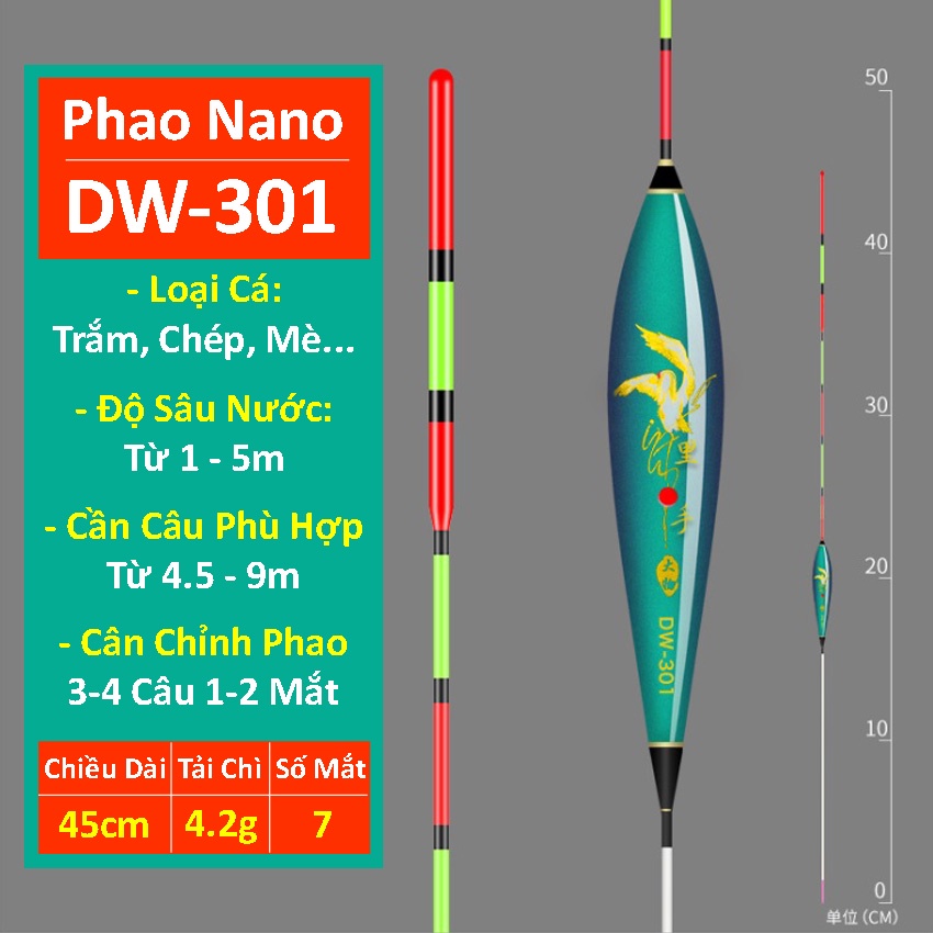 Phao Câu Đài Nano Cao Cấp Siêu Nhạy Tăm To Tải Chì Lớn Chống Mỏi Mắt Lóa Mắt Chuyên Dùng Săn Hàng Tặng Kèm Chân Cắm Phao