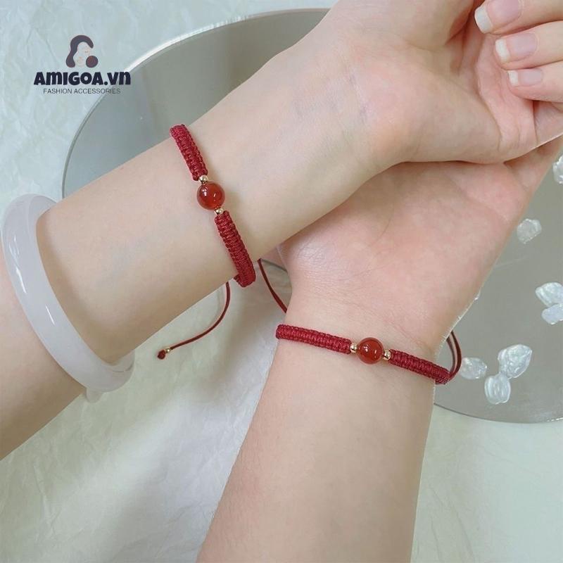 ✨✨Vòng Tay Dây Bện Đính Đá Pha Lê Hình Quả Dâu Dễ Thương Cho Cặp Đôi