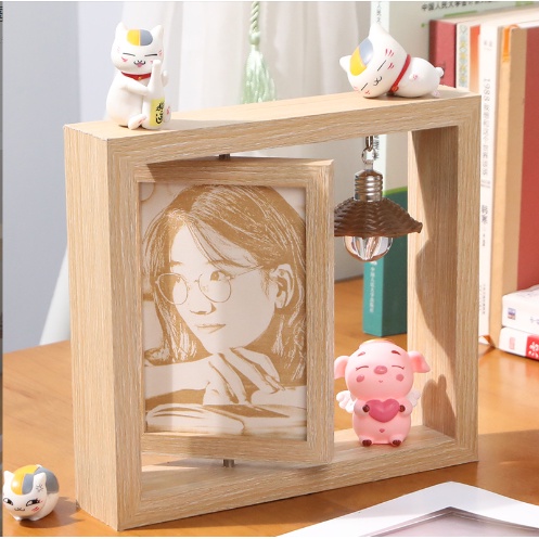 Khung Ảnh Để Bàn gỗ mộc có móc kèm KA4 Khung Hình Để Bàn kèm chân đế 20.5x22.5cm