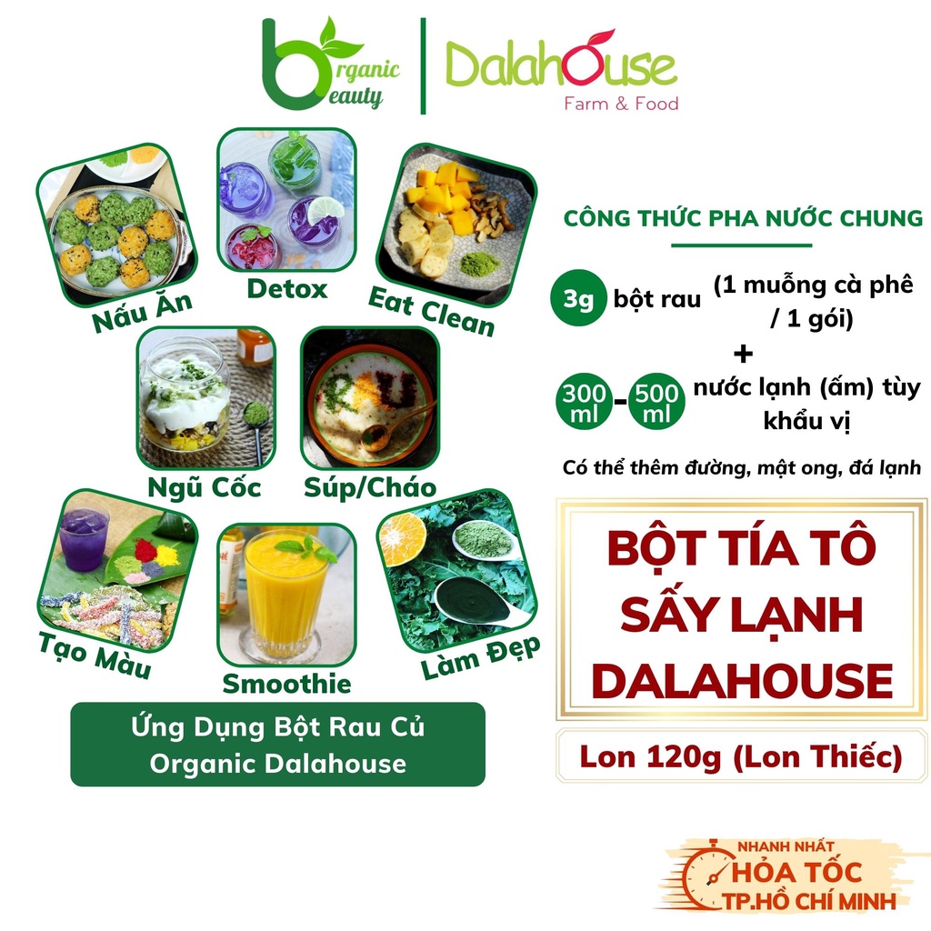 Bột Tía Tô Dalahouse - Bột Tía Tô Hữu Cơ Sấy Lạnh Nguyên Chất Dalahouse - Lon 120g
