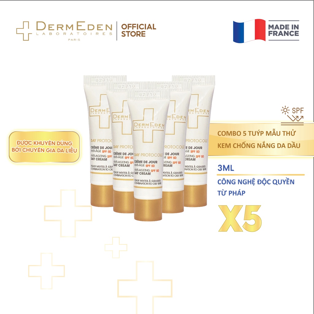 Kem Chống Nắng kết hợp dưỡng da ban ngày cho da dầu DERMEDEN chống lão hóa,dưỡng ẩm 4 trong 1 3ml