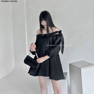 💢💢Váy xuông trễ vai gấm nơ vai bánh bèo💯💯