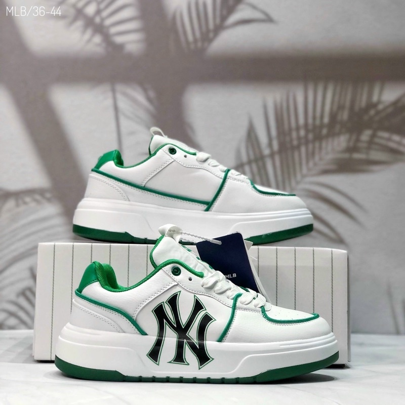 Giày thể thao MLB Chunky Liner New York Yankees White Black Green phiên bản 2022 Full Bill Bõ giấy gói