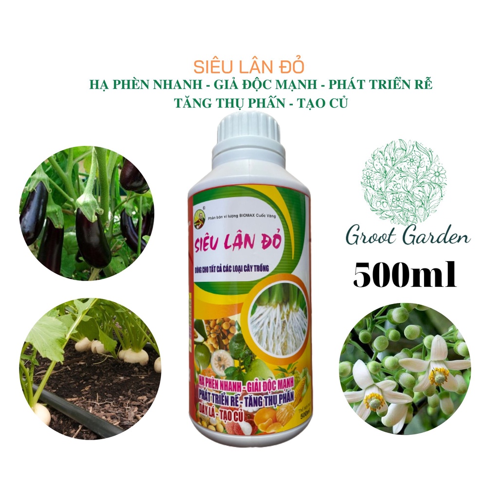Siêu lân đỏ hạ phèn nhanh, phát triển rễ, tăng thụ phấn, tạo củ mạnh Biomax Cuốc Vàng chai 500ml