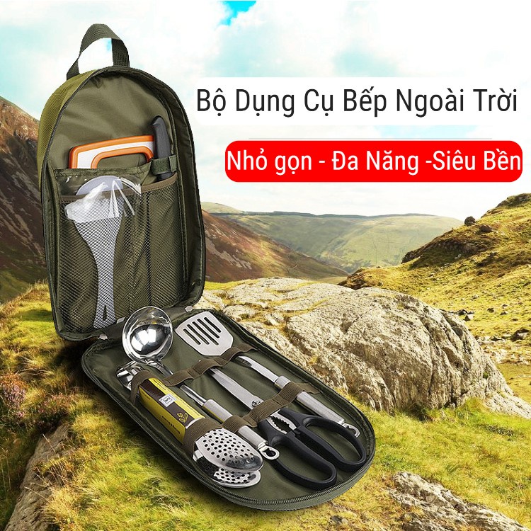 Bộ dụng cụ đi du lịch dã ngoại , đi phượt, cắm trại ngoài trời gấp gọn, chắc chắn, độ bền cao