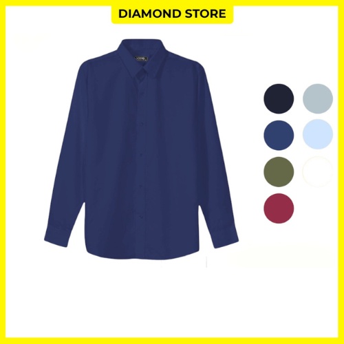 Áo sơ mi nam Davis'L chất lụa Mỹ cao cấp phong cách thời trang trẻ trung màu xanh than đậm - Diamond's Store