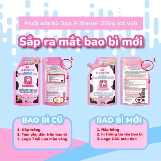 Muối tắm sữa bò tẩy tế bào chết A Bonne Spa Milk Salt sáng da 350g