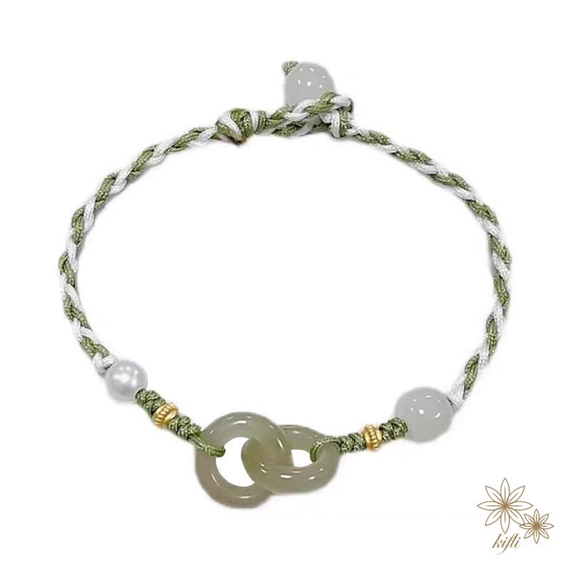 Vòng Tay Bện Dây Đính Ngọc Trai Giả Xinh Xắn Cho Nữ