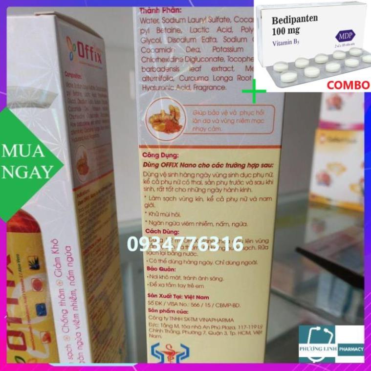 Combo Bedipanten 100mg +  gel vệ sinh phu khoa nanocurcumin - OFFIX