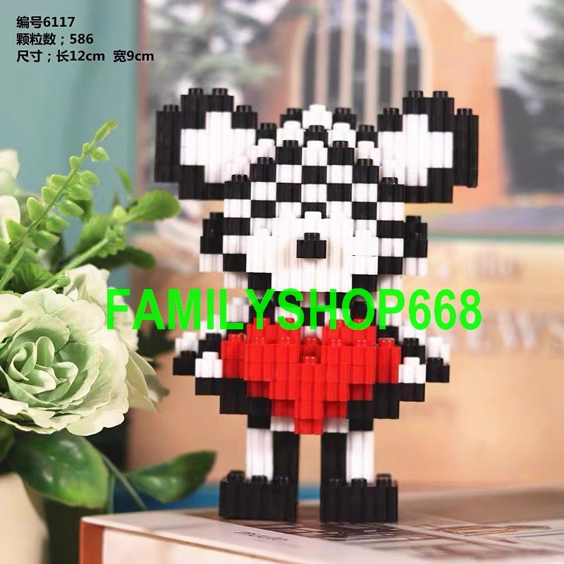 Xếp hình Gấu Bearbrick mini 12cm Đồ chơi lắp ráp nano nanoblocks mô hình Hàng Đẹp bear bricK