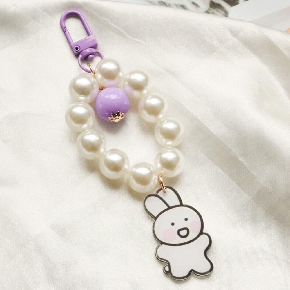 Vỏ Bảo Vệ Hộp Sạc Tai Nghe Không Dây Qipin Hình Thỏ Trắng Đính Hạt Ngọc Trai Dễ Thương DIY