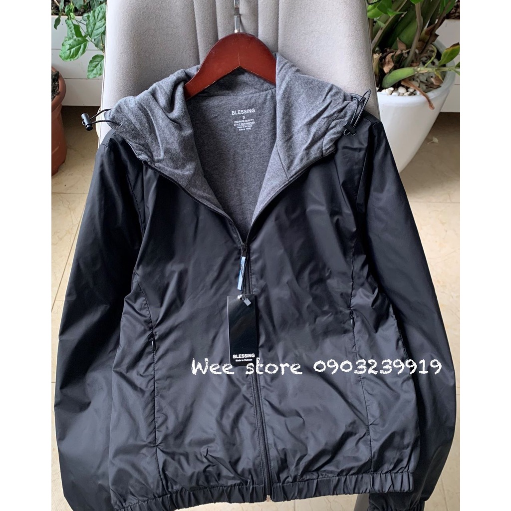 Áo gió lót nỉ cotton, vải gió gân chìm chống nước, hàng xuất khẩu