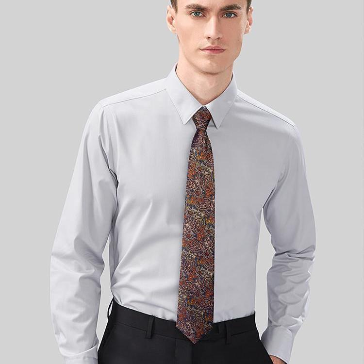 Cà Vạt Nam Bản Rộng 8CM Có Khóa Kéo Màu Nâu Sâm Panh Phong Cách Retro