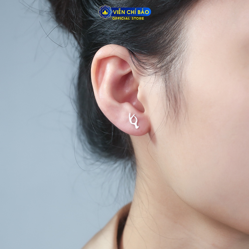 Khuyên tai bạc nữ cành cây chất liệu bạc 925 thời trang phụ kiện trang sức Viễn Chí Bảo E060